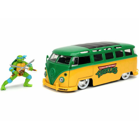 TMNT Teenage Mutant Ninja Turtles 1962 Volkswagen Bus 1:24 Scale Diecast Model with Leonardo Figure by Jada 31786