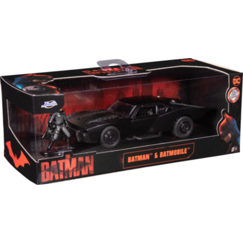 The Batman (2022) Movie Batmobile & Batman Figure 1:32 Scale Diecast Model Black by Jada 32042