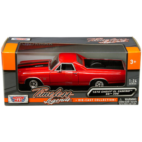 Timeless Legends 1970 Chevrolet El Camino SS 396 1:24 Scale Diecast Model Red by Motor Max 79347AC-RD