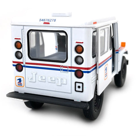 USPS Mail Delivery Jeep DJ-5B 1:26 Scale Diecast Model White by Kinsmart