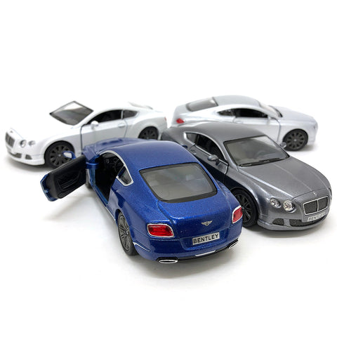 2012 Bentley Continental GT Speed 1:38 Scale Diecast Model Gray/Silver/Blue/White by Kinsmart (SET OF 4)