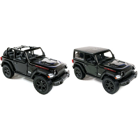 2018 Jeep Wrangler Rubicon 4x4 1:34 Scale Diecast Model Black by Kinsmart (SET OF 2)