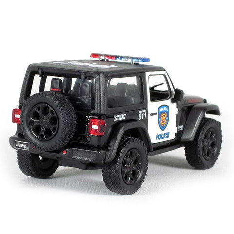 2018 Jeep Wrangler Rubicon 1:36 Scale Diecast Model Police Edition Black / White by Kinsmart