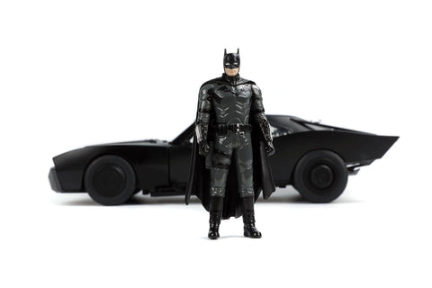 The Batman (2022) Batmobile & Batman, 1:18 Scale Vehicle w/ 3.75" Figure by Jada 32504